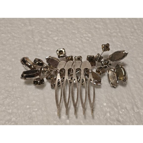Crystal Rhinestone Hair Comb Clip Bridal Accessory Silver Tone Elegant Design - Picture 2 of 3